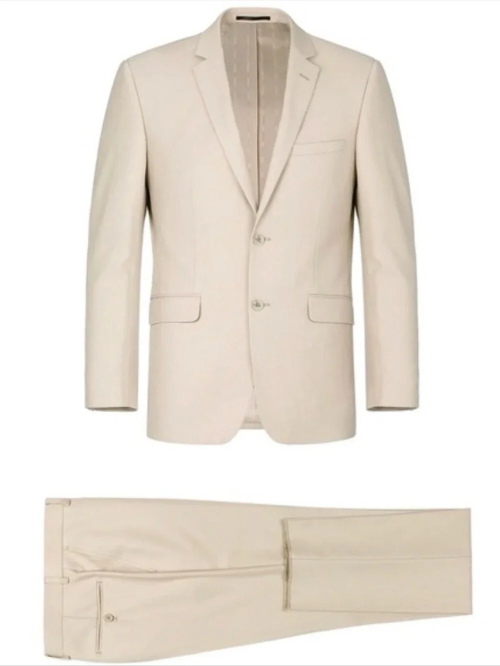 Men's Cream Two-Piece Suit - Classic Single-Breasted Jacket & Trousers